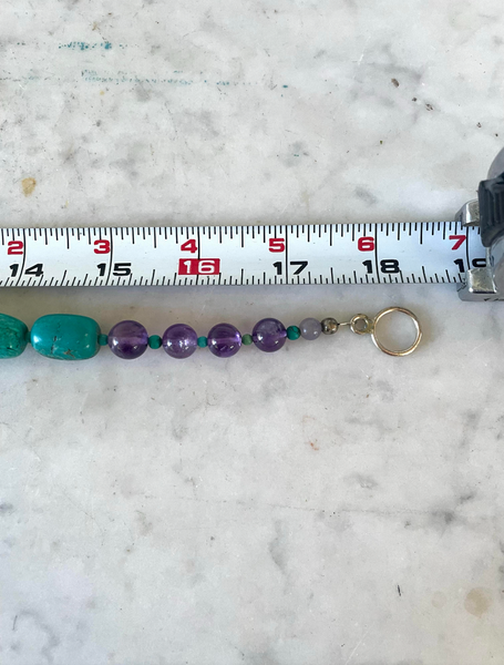 18.5" Turquoise & Amethyst Beaded Necklace - Designed by Matthew Izzo