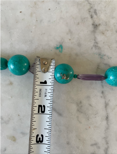18.5" Turquoise & Amethyst Beaded Necklace - Designed by Matthew Izzo