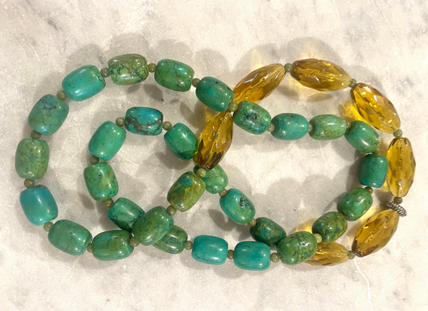 Vintage Turquoise, Jade, and Glass Beaded Necklace