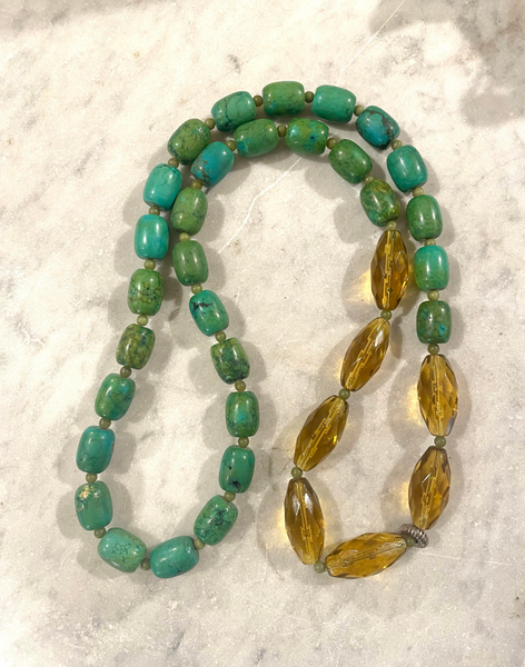Vintage Turquoise, Jade, and Glass Beaded Necklace