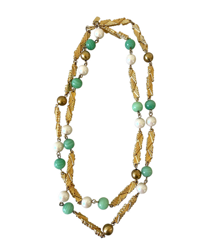 Vintage Kenneth Lane Pearl & Jade Necklace