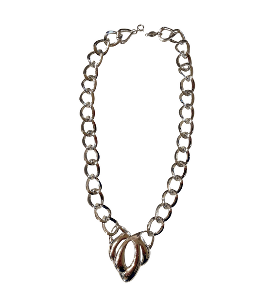 Vintage Silver Tone Napier Chain Link Pendant Necklace