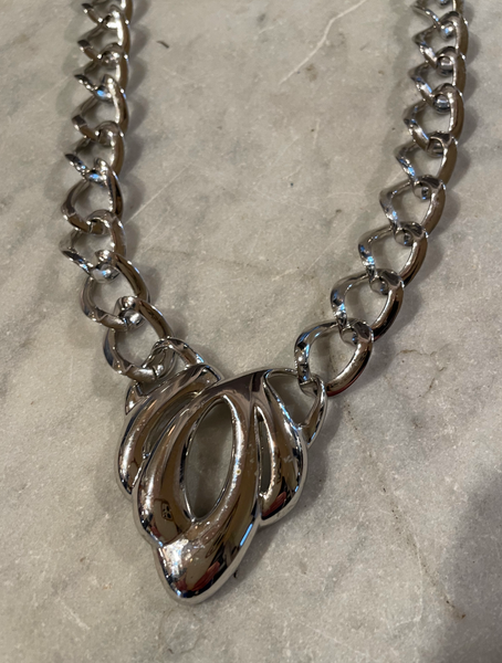 Vintage Silver Tone Napier Chain Link Pendant Necklace