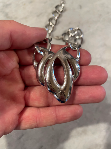 Vintage Silver Tone Napier Chain Link Pendant Necklace