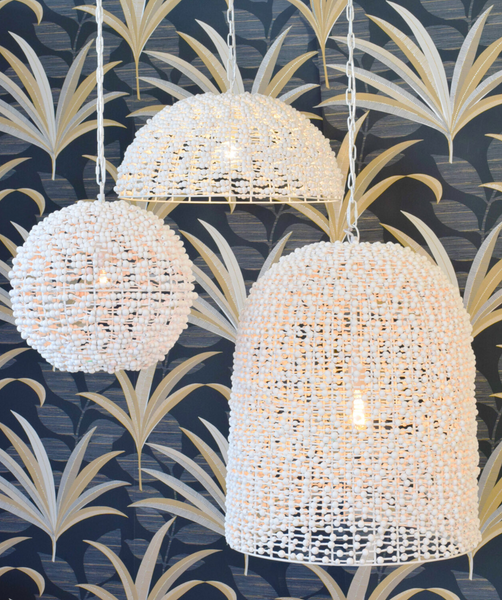Remy Wood Bead Dome Pendant Light