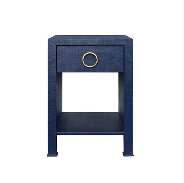 Malcolm One Drawer Side Table - Navy Linen