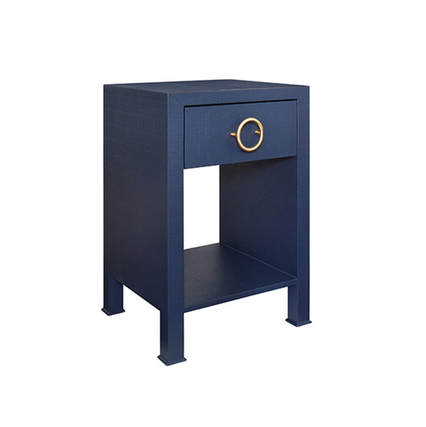 Malcolm One Drawer Side Table - Navy Linen