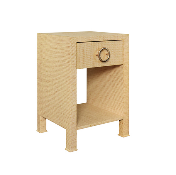 Malcolm One Drawer Side Table - Natural Grasscloth
