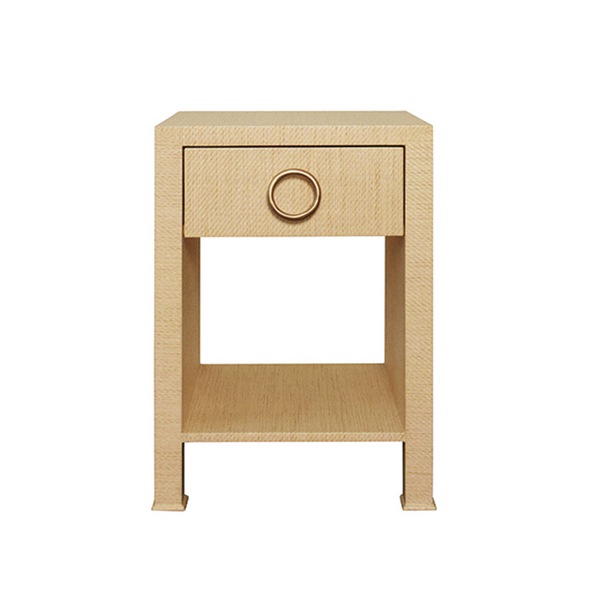Malcolm One Drawer Side Table - Natural Grasscloth