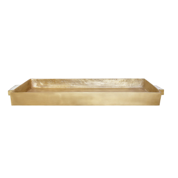 Whitt Serving Tray - Cast Metal Antique Brass & Agate