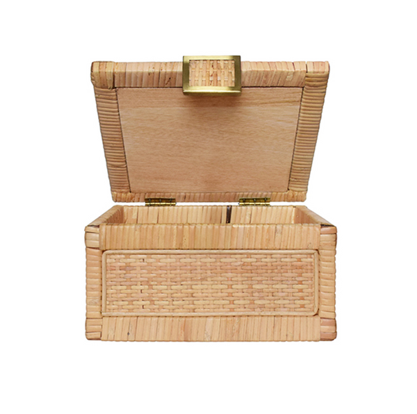 Bruno Rattan & Brass Decorative Box - Small or Large