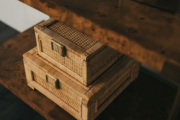 Bruno Rattan & Brass Decorative Box - Small or Large