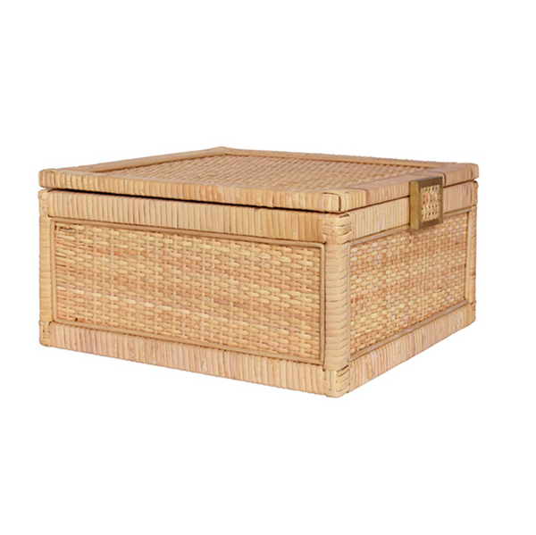 Bruno Rattan & Brass Decorative Box - Small or Large