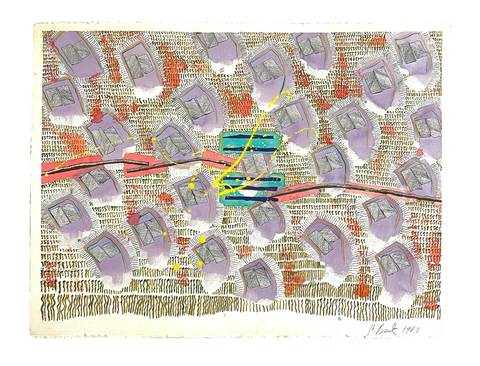 Barbara Beck 1989 Abstract Acrylic Painting on Paper