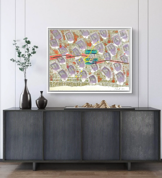 Barbara Beck 1989 Abstract Acrylic Painting on Paper