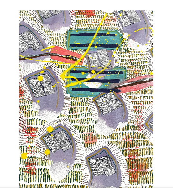 Barbara Beck 1989 Abstract Acrylic Painting on Paper