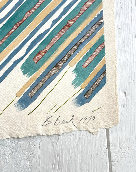 Barbara Beck 1990 Abstract Acrylic Painting on Paper