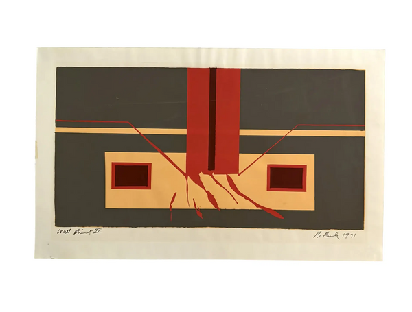 Barbara Beck 1971 Mid Century Modern Screen Print on Paper, "Wall Print I I"