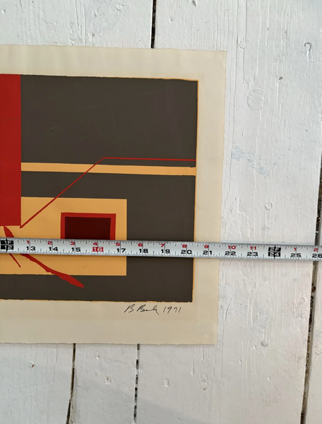 Barbara Beck 1971 Mid Century Modern Screen Print on Paper, "Wall Print I I"