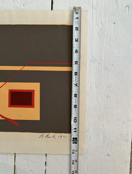 Barbara Beck 1971 Mid Century Modern Screen Print on Paper, "Wall Print I I"