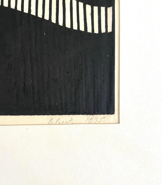 Barbara Beck 1975 Matted Woodblock Print on Paper - Original Mat