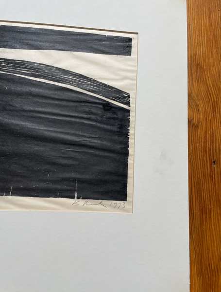Barbara Beck 1973 Matted Woodblock Print on Paper