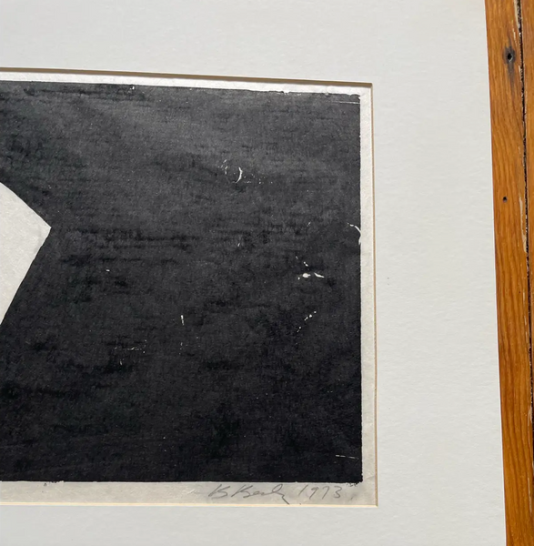 Barbara Beck 1973 Matted Woodcut Black Print on Paper - Original Matte