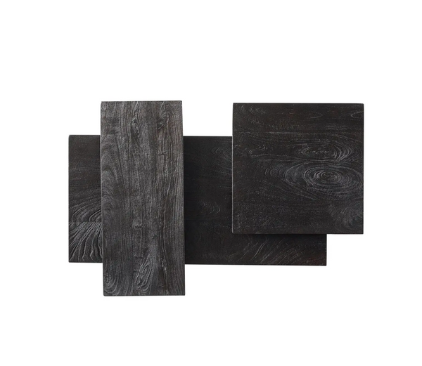 Multi Tier Geometric Coffee Table - Mango Wood & Brass - Matthew Izzo Collection
