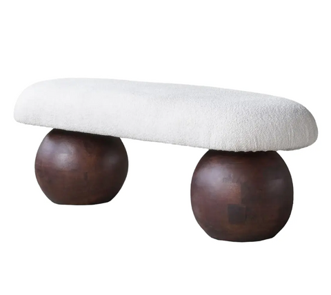 Oval Surf Wood & Upolstered Bench - Matthew Izzo Collection