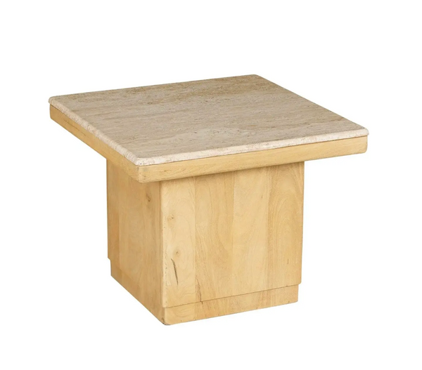 Ida Mango Wood & Marble Side Table - Matthew Izzo Collection