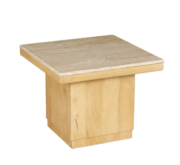 Ida Mango Wood & Marble Side Table - Matthew Izzo Collection