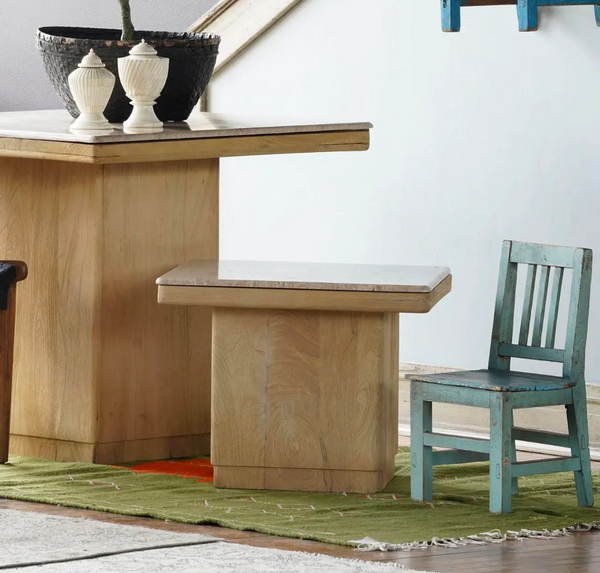 Ida Mango Wood & Marble Side Table - Matthew Izzo Collection