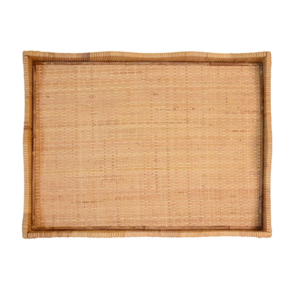 Wavey Scalloped Edge Rattan Serving Tray - Small or Large