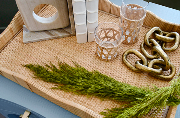 Wavey Scalloped Edge Rattan Serving Tray - Small or Large