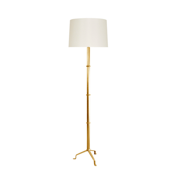 Alvaro Gold Leaf Floor Lamp with Silk Shade
