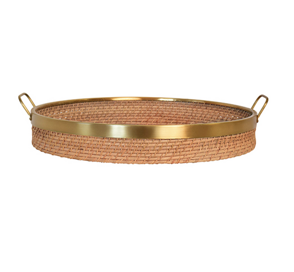 Babs Natural Rattan & Brass Serving Tray