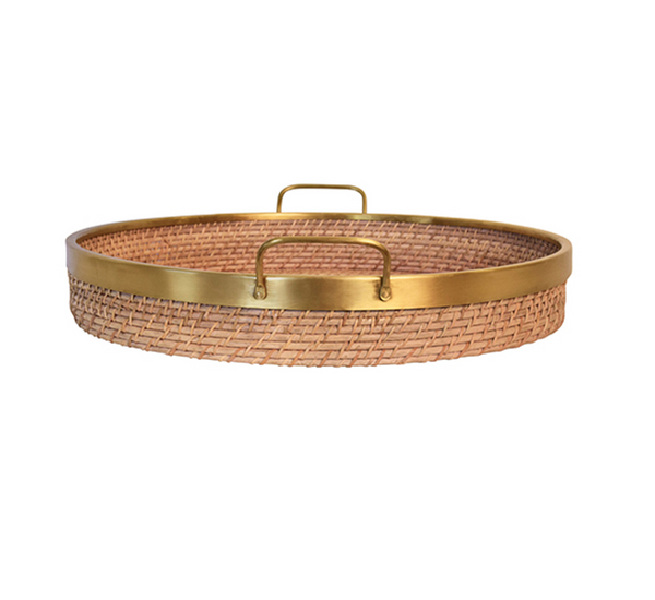 Babs Natural Rattan & Brass Serving Tray