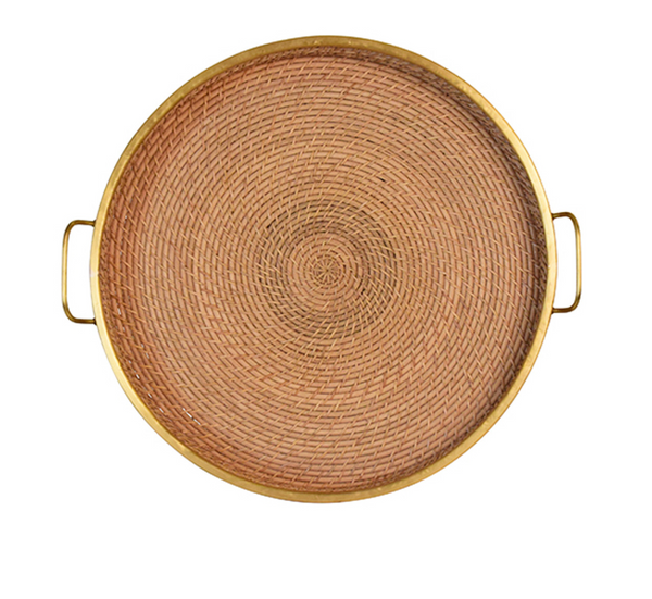 Babs Natural Rattan & Brass Serving Tray