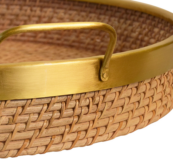 Babs Natural Rattan & Brass Serving Tray