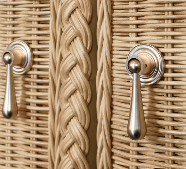 Evander Four Door Buffet - Wrapped Rattan with Brass Door Pulls