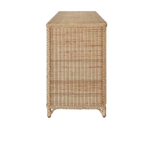 Evander Four Door Buffet - Wrapped Rattan with Brass Door Pulls