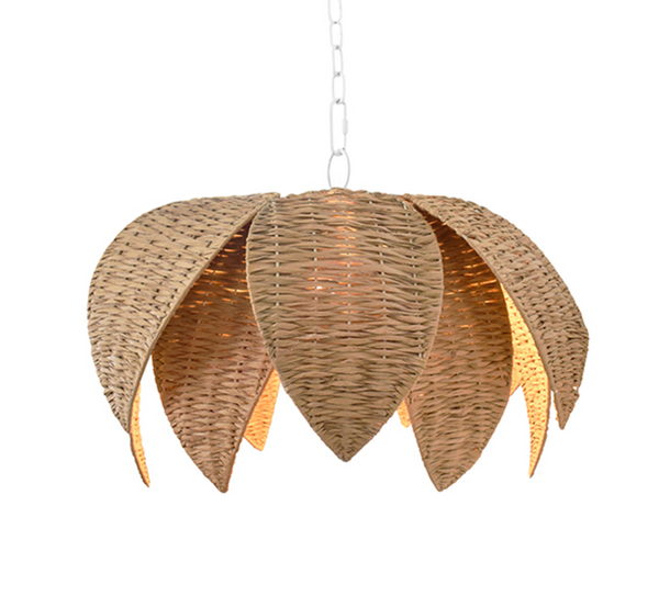 Franny Natural Rafia Lotus Shaped Pendant Light