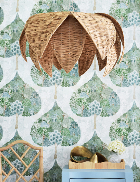 Franny Natural Rafia Lotus Shaped Pendant Light