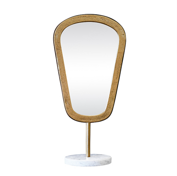 Micah Small Tabletop Mirror - Aged Gold & Marble