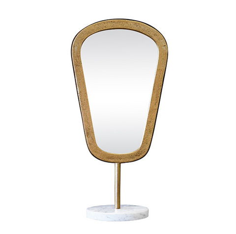 Micah Large Tabletop Oval Mirror - Aged Gold & Marble