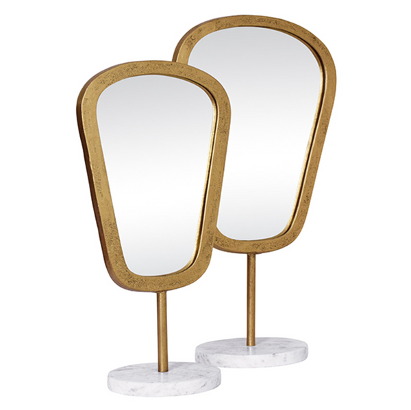 Micah Large Tabletop Oval Mirror - Aged Gold & Marble