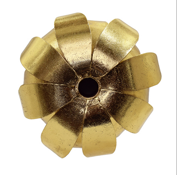 Palmy Gold Leaf & White Marble Base Candle Holder