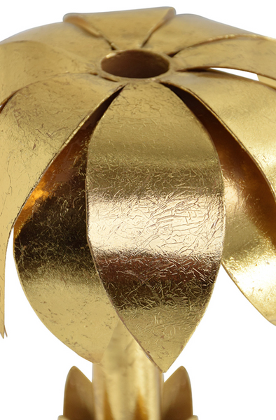 Palmy Gold Leaf & White Marble Base Candle Holder