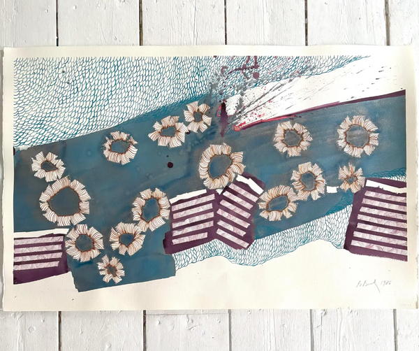 Barbara Beck 1986 Abstract Watercolor Painting on Paper