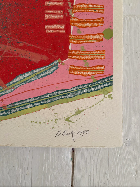 Barbara Beck 1993 Abstract Acrylic Painting on Paper